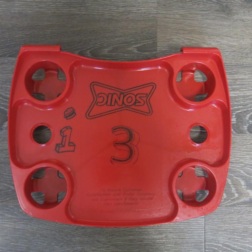 Sonic Drive In Carhop Tray Drinks Fast Food Hang on Car Window Red Retro Plastic